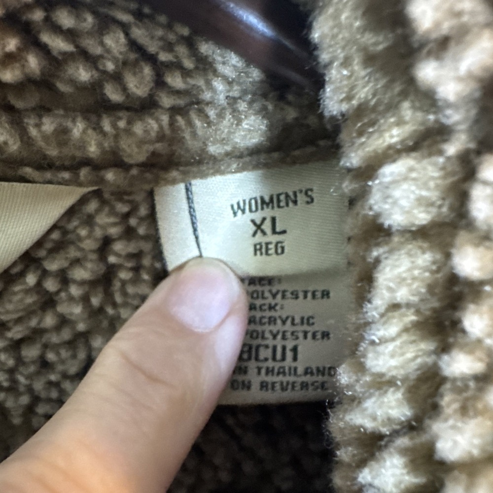 Vintage L.L. Bean Women's XL‎ Sherpa Lined Faux Suede Fleece Jacket Coat Brown - Picture 4 of 9